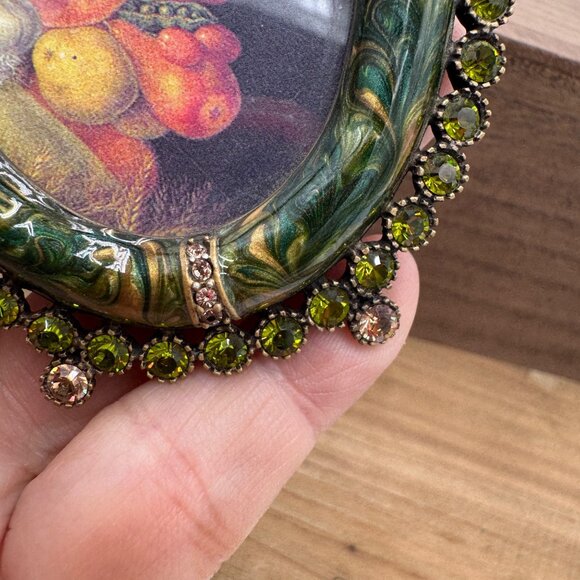 JAY STRONGWATER small oval frame ENAMEL Green SWAROVSKI CRYSTALS - Picture 5 of 12